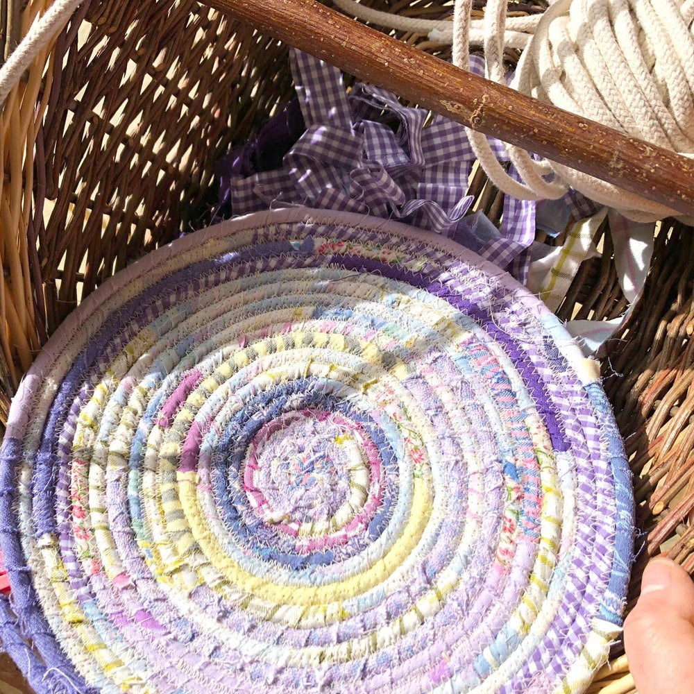 Purple coiled rope fabric placemats workshop