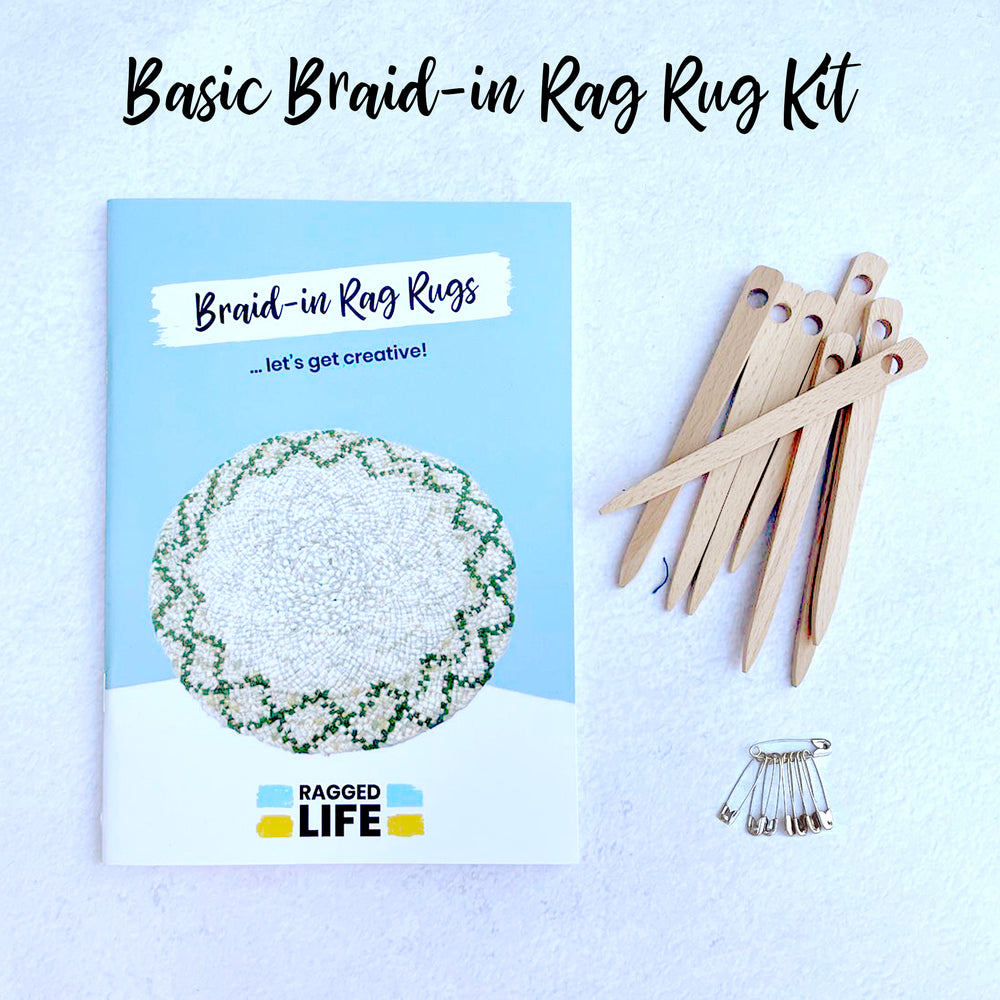 Beginners' Basic Braid-In Rag Rug Kit by Ragged Life with Instructions and Needles