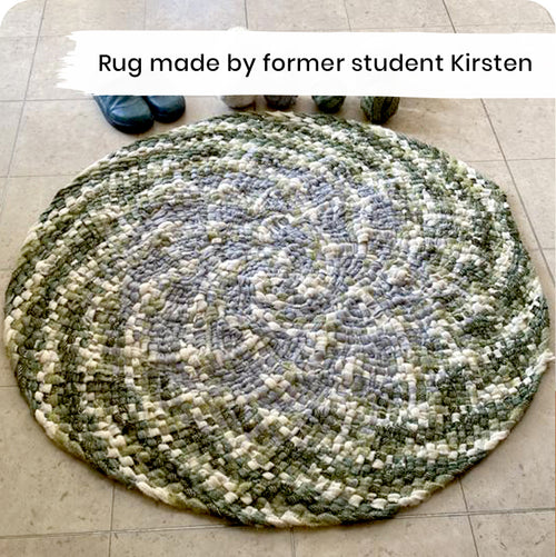 Handmade Braid-in Rag Rug made by Kirsten