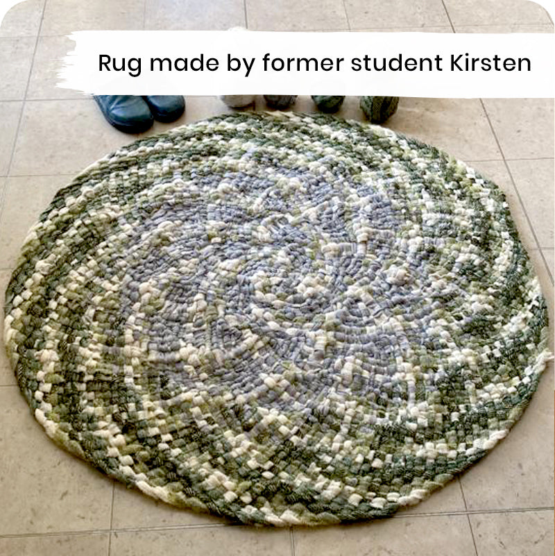 Handmade Braid-in Rag Rug made by Kirsten