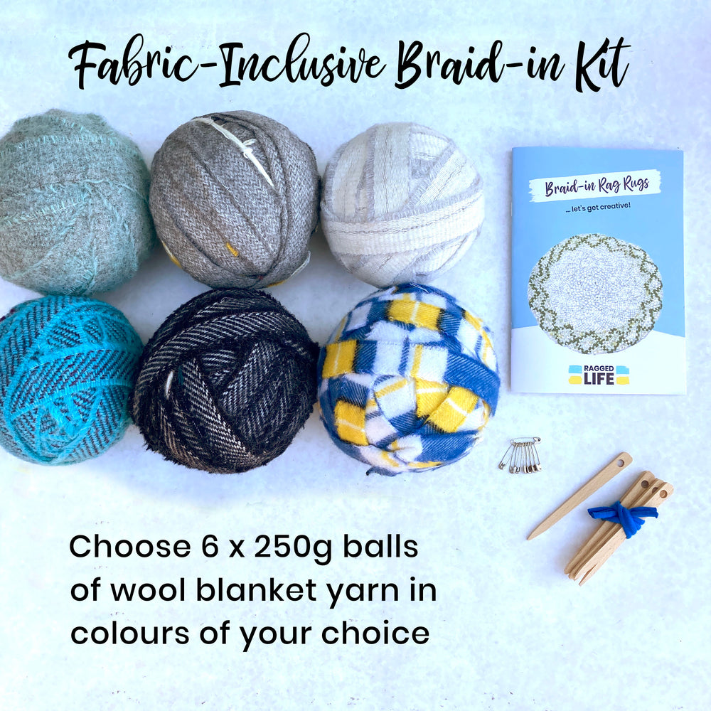 Ragged Life Fully Wool Braid-in Rag Rug  Kit with Instructions and tools for Beginners