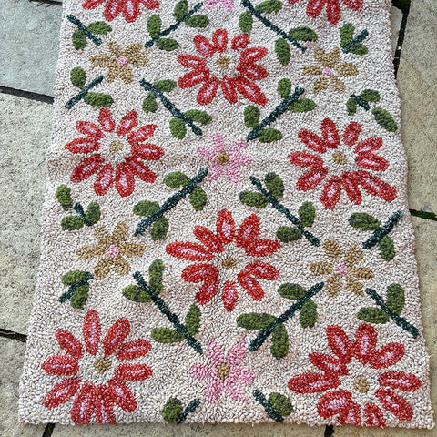 Flower Power Design Pre-Printed Hessian / Burlap - 100 x 140cm Large Rug Backing for Rag Rug Making